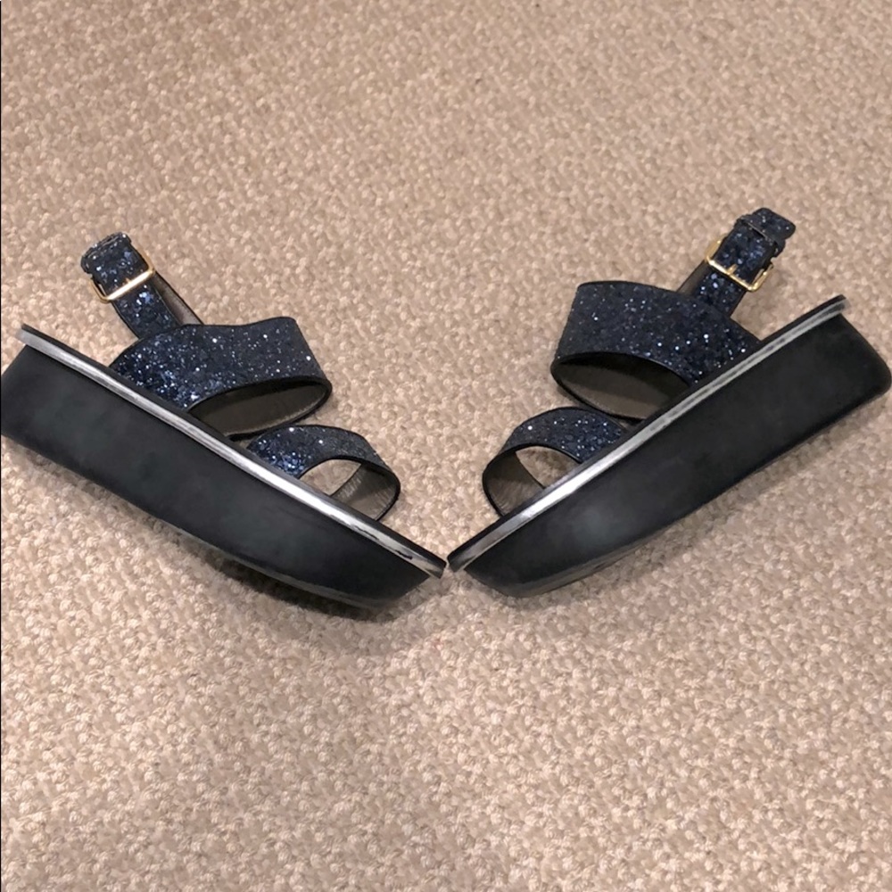 Marni navy sparkle platforms.